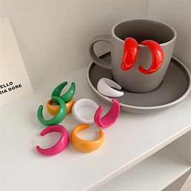 Акриловые серьги-гвоздики в форме буквы С, с пинами из нержавеющей стали , платина