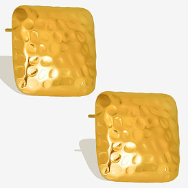 Элегантные 304 квадратные серьги-гвоздики из нержавеющей стали с текстурой