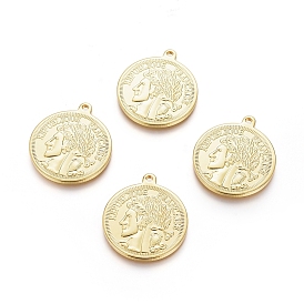 Латунные подвески, долговечный, плоские круглые с человека