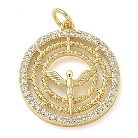 Стойки обшивки латунь кубического циркония подвески, долговечный, без свинца и без кадмия, плоский круглый с ангельскими подвесками, с целью перехода в кольце