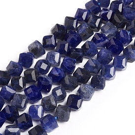 Natural Sodalite Beads Strands, Faceted, Cube
