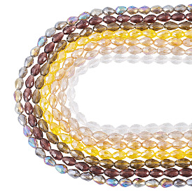 7 нити 7 цвета прозрачные гальванические стеклянные бусины нити, с покрытием AB цвета, граненые, слеза