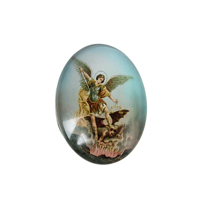 Printed Glass Oval Cabochons, Jesus and the Virgin Theme