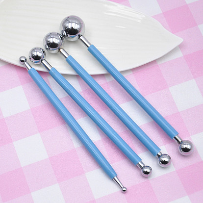 201 Stainless Steel Metal Ball Baking Fondant Cake Tools, with Plastic Handle