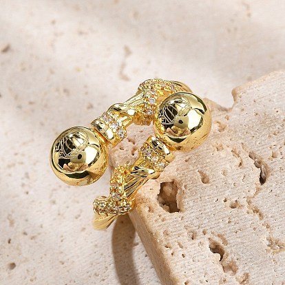 Кольца-манжеты для женщин с покрытием из латуни с микропаве из прозрачного кубического циркония, долговечный, твист