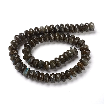 Natural Larvikite Beads Strands, Faceted, Rondelle