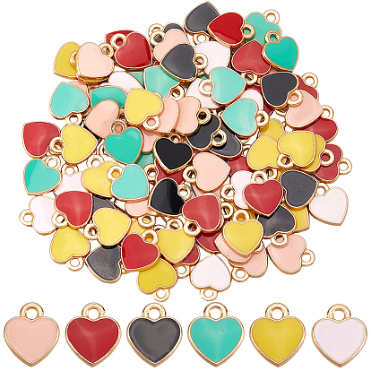 100Шармы из сплава эмали, сердце, золотой свет