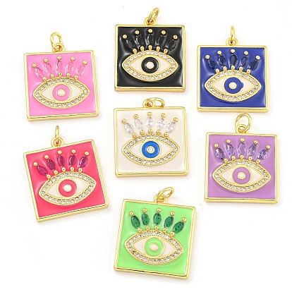 Стойка металлическая латунная микропрофилированная кубическая циркония подвески, с эмалью, без кадмия и без свинца, долговечный, реальный 18 k позолоченный, квадрат со сглазом