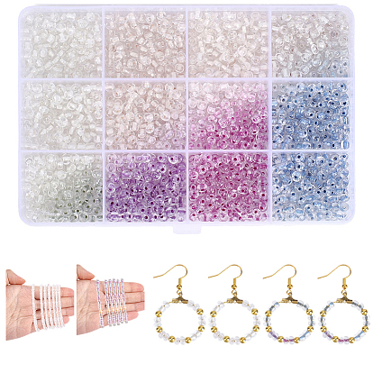 2000Pcs 4 Colors UV Reactive Transparent Glass Seed Beads, Color Changing Beads, Iridescent, Rondelle