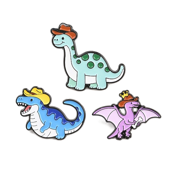 Эмалированные значки в виде ковбоя-динозавра из сплава, черные застежки для значков на лацканах для рюкзаков и одежды