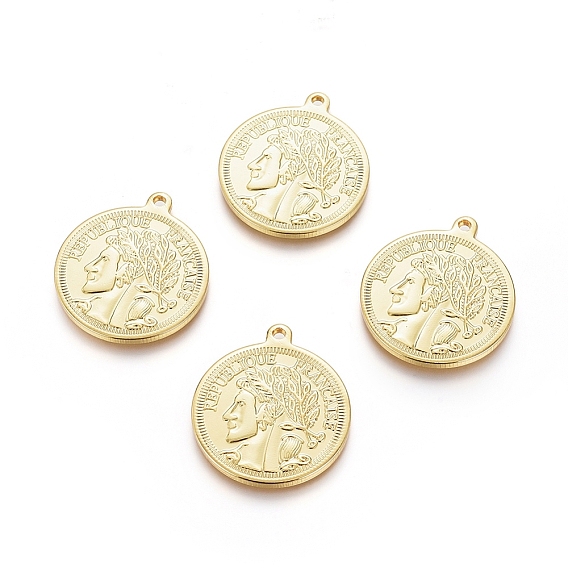 Латунные подвески, долговечный, плоские круглые с человека