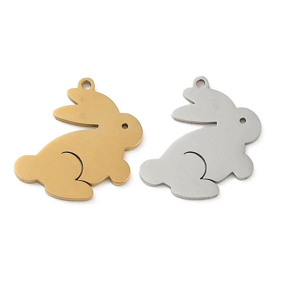 5 шт. 201 подвески из нержавеющей стали, лазерная резка, очарование кролика