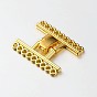 9 Strands Alloy and Brass Fold Over Clasps, 18-Hole
