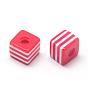 Opaque Stripe Resin Beads, Cube