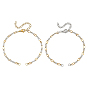 2Pcs Two Tone 304 Stainless Steel Oval Link Chains Bracelet Making, Figaro Chains, with 304 Stainless Steel Lobster Claw Clasps, Rings and Ends Chains