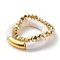 White Chunky Acrylic Tube Beads Stretch Bracelets Sets, Nuggets CCB Plastic Beads Bracelets
