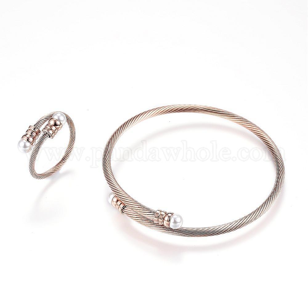 Desviación Por ley grande Fábrica de China 316 conjuntos de joyas quirúrgicas de acero inoxidable,  brazaletes y anillos, con granos de acrílico 2-1/8 pulgada (54 mm), 20 mm a  granel en línea - PandaWhole.com