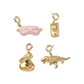 304 Stainless Steel Pendant Decorations, with Spring Clasps, Golden