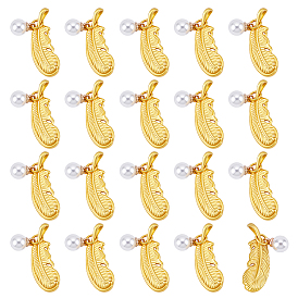 20 подвески из сплава шт., прелести из перьев, с имитацией жемчуга