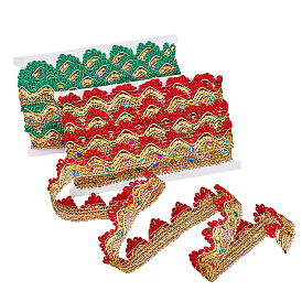 2 карты 2 цвета металлизированная полиэстеровая кружевная лента, аксессуар для одежды, с блестка, треугольник шаблон