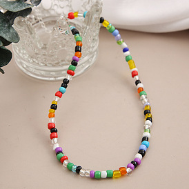 Colorful Resin Bead Necklace with Minimalist Pendant for Women's Fashion Statement