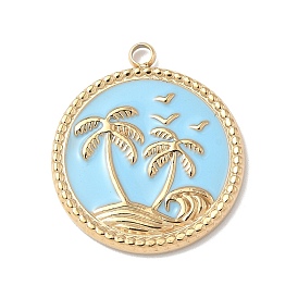 304 подвески из нержавеющей стали, с эмалью, плоские круглые пальмовыми