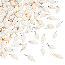 100шт 2 цвета натуральные спиральные подвески в форме ракушек, Подвески в форме ракушек, обернутые медной проволокой