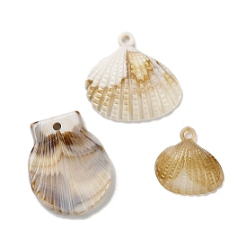 Ocean Theme Opaque Acrylic Pendants, Scallop Shell Shape