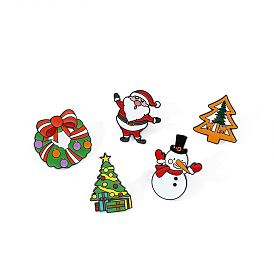 Cute Cartoon Christmas Santa Claus/Snowman/Tree Safety Brooch Pin, Alloy Enamel Badge for Suit Shirt Collar, Men/Women