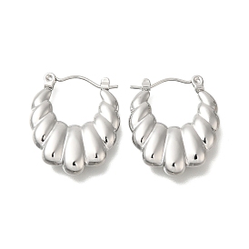 304 Stainless Steel Croissant Oval Hoop Earrings for Women