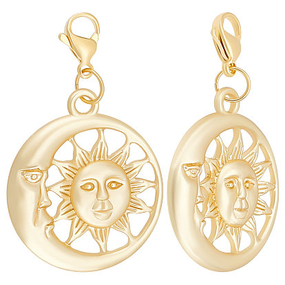 15шт. подвеска из сплава украшает, с 304 из нержавеющей стали Lobster Claw застежками, Вс & луна