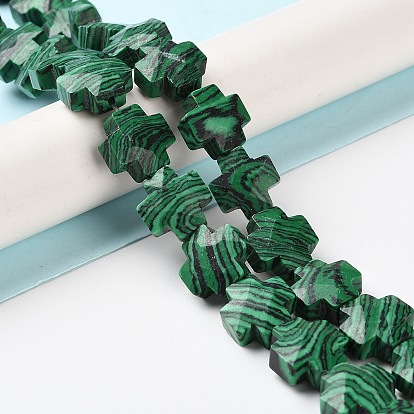 Synthetic Malachite Beads Strands, Faceted, Cross