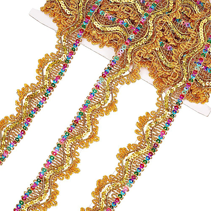 Металлизированная кружевная лента из полиэстера, аксессуар для одежды, с блестка