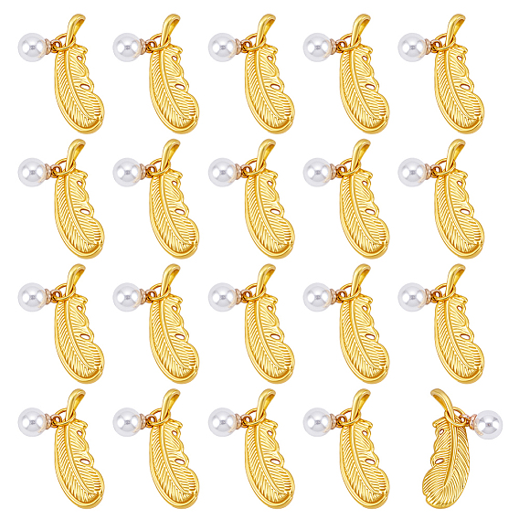 20 подвески из сплава шт., прелести из перьев, с имитацией жемчуга