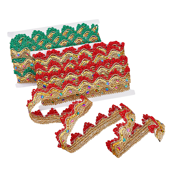 2 карты 2 цвета металлизированная полиэстеровая кружевная лента, аксессуар для одежды, с блестка, треугольник шаблон