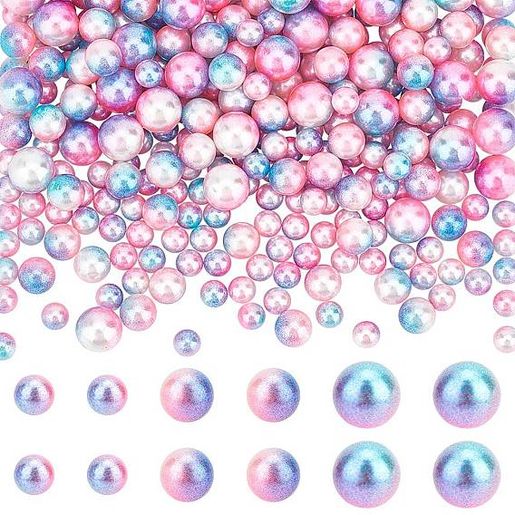 3 сумки 3 размеры градиентные жемчужные бусины русалки, круглые бусины из абс-пластика, имитация жемчуга, без отверстий, наполнители для ваз