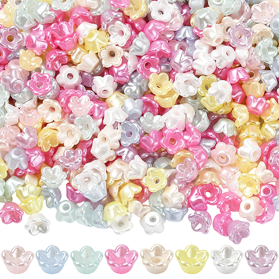 2400 шт 8 цвета непрозрачные акриловые бусины, цветок