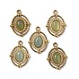 Natural Green Aventurine Pendants, Oval Charms, with PVD Vacuum Plating Real 18K Gold Plated 201 Stainless Steel Findings