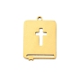 201 Stainless Steel Pendants, Book Shape with Cross Charms