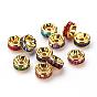 Brass Rhinestone Spacer Beads, Grade AAA, Straight Flange, Nickel Free, Golden Metal Color, Rondelle, 6x3mm, Hole: 1mm