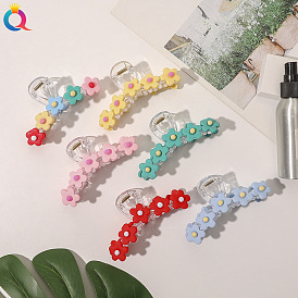 Sweet and Colorful Hair Clips for Women with Acrylic Material and Flower Design