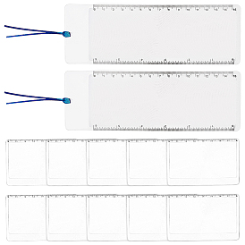 Ahademaker 10 шт. ПВХ пластиковые портативные увеличительные линзы размером с кредитную карту, с линейками лупы 2шт. ПВХ 3х.