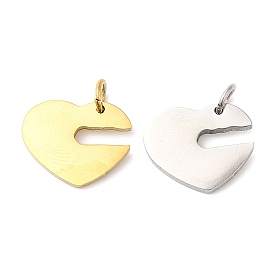 Vacuum Plating 304 Stainless Steel Pendants, with Jump Ring, Heart Charm
