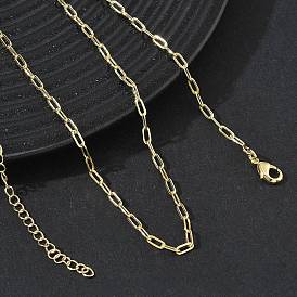 2.4MM Brass Paperclip Chain Necklaces for Women, Long-Lasting Plated