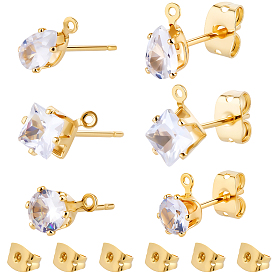 Латунные серьги-гвоздики из циркония, с петлей, долговечный, без никеля , реальный 18 k позолоченный