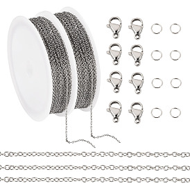 Наборы для самостоятельного изготовления цепей из нержавеющей стали, устойчивых к потускнению, с застежками-когтями омара и скакательными кольцами