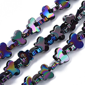 Electroplate Natural Freshwater Shell Beads Strands, Butterfly