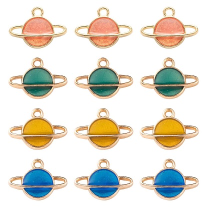 20 шт 4 цвета сплава эмалевые подвески, планета, золотой свет