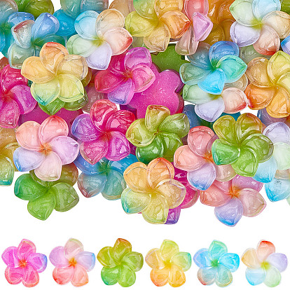 48 шт 6 цвета прозрачные кабошоны из смолы, Плюмерия цветок, с блеском порошок