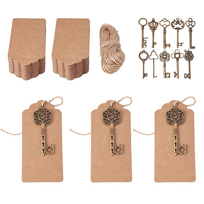 Tibetan Style Alloy Crown Skeleton Key Big Pendants